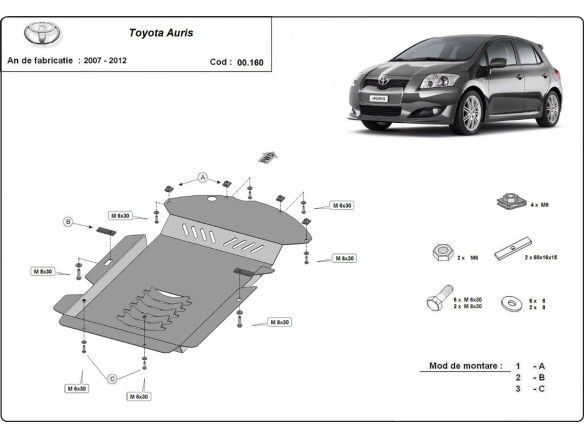 Stahl Unterfahrschutz für Katalysator Toyota Auris (2007-2012) EANToyota