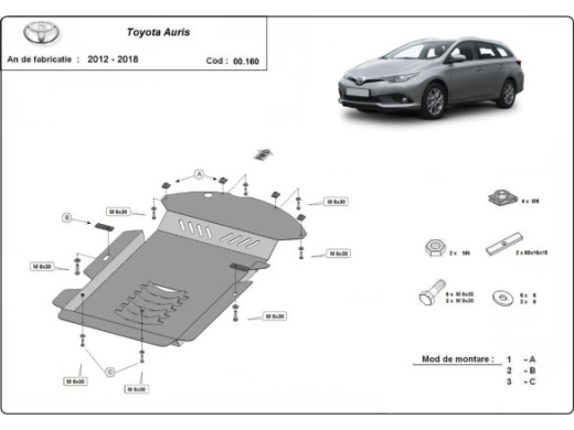 Stahl Unterfahrschutz für Katalysator Toyota Auris (2012-2018) EANToyota Auris