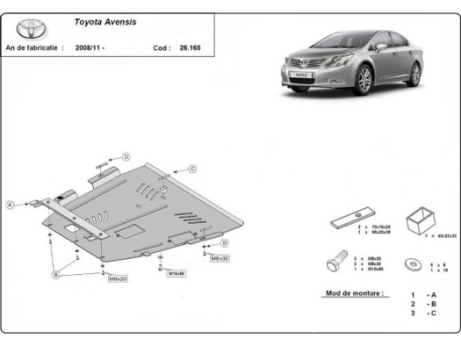 Stahl Unterfahrschutz für Motor Toyota Avensis (2008-2018) EANToyota Avensis