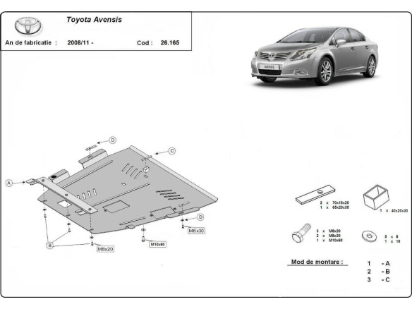 Stahl Unterfahrschutz für Motor Toyota Avensis (2008-2018) EANToyota Avensis