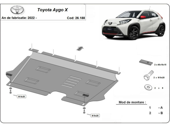 Stahl Unterfahrschutz für Motor Toyota Aygo X (2022-2026) EANToyota Aygo