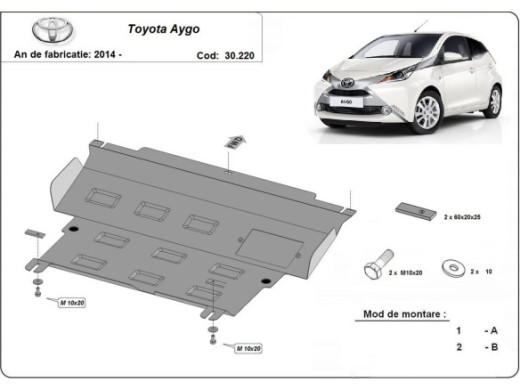 Stahl Unterfahrschutz für Motor Toyota Aygo AB40 (2014-2022) EANToyota