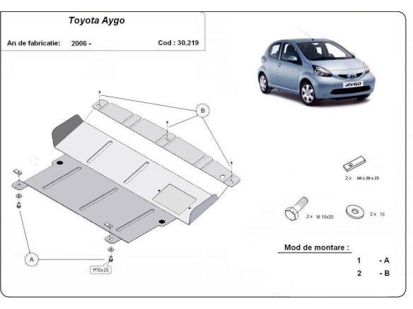 Stahl Unterfahrschutz für Motor Toyota Aygo AB10 (2005-2014) EANToyota