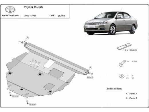 Stahl Unterfahrschutz für Motor Toyota Corolla -E120/E130 (2002-2007) EANToyota