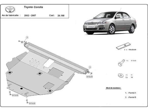 Stahl Unterfahrschutz für Motor Toyota Corolla -E120/E130 (2002-2007) EANToyota