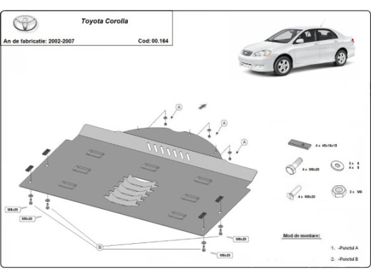 Stahl Unterfahrschutz für Katalysator Toyota Corolla (2002-2007) EANToyota