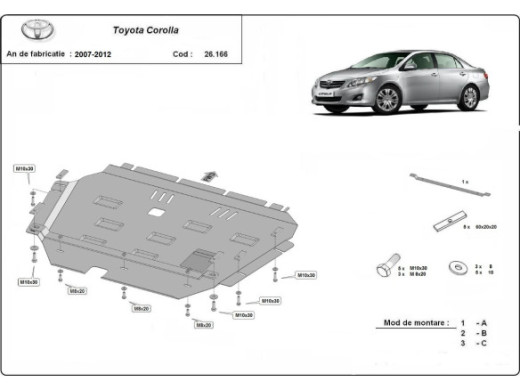 Stahl Unterfahrschutz für Motor Toyota Corolla (2007-2012) EANToyota Corolla