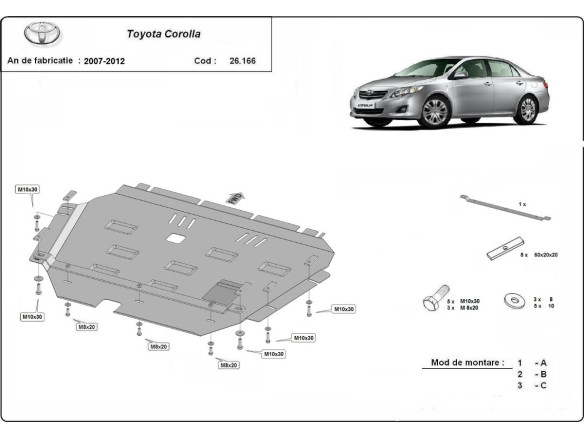 Stahl Unterfahrschutz für Motor Toyota Corolla (2007-2012) EANToyota Corolla