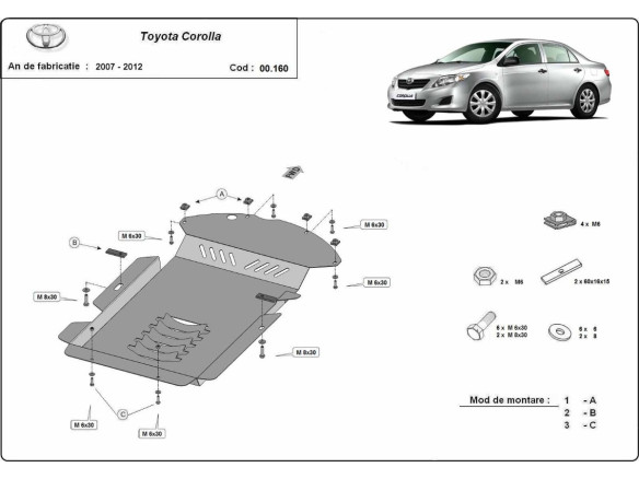 Stahl Unterfahrschutz für Katalysator Toyota Corolla (2007-2012) EANToyota Corolla