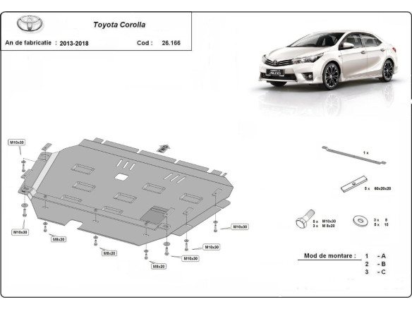Stahl Unterfahrschutz für Motor Toyota Corolla (2013-2018) EANToyota Corolla