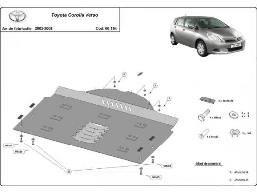 Stahl Unterfahrschutz für Katalysator Toyota Corolla Verso (2002-2008) EANToyota Corolla Verso