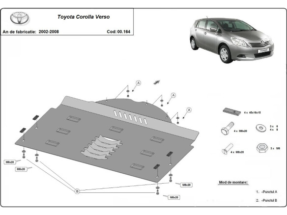 Stahl Unterfahrschutz für Katalysator Toyota Corolla Verso (2002-2008) EANToyota Corolla Verso