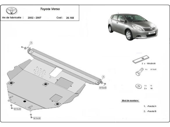 Stahl Unterfahrschutz für Motor Toyota Corolla Verso (2002-2008) EANToyota Corolla Verso