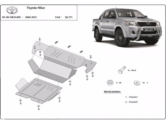 Stahl Unterfahrschutz für Motor, Kühler Toyota Hilux (2004-2015) EANToyota Hilux