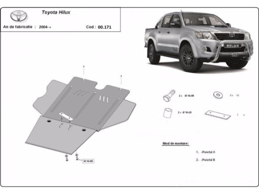 Stahl Unterfahrschutz für Getriebe, Partikelfilter Toyota Hilux (2004-2015) EANToyota Hilux