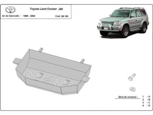 Stahl Unterfahrschutz für Kraftstofftank Toyota Land Cruiser J90 (1995-2002) EANToyota Land Cruiser