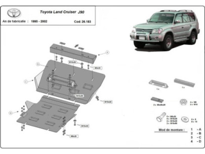 Stahl Unterfahrschutz für Motor Toyota Land Cruiser 150 (2009-2023) EANToyota Land Cruiser