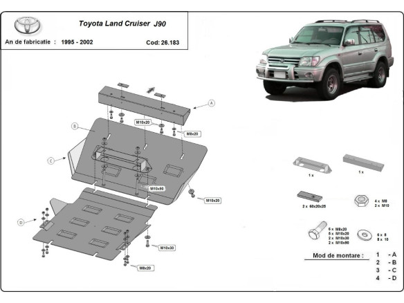 Stahl Unterfahrschutz für Motor Toyota Land Cruiser J90 (1995-2002) EANToyota Land Cruiser
