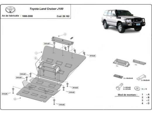 Stahl Unterfahrschutz für Motor Toyota Land Cruiser J100 (1998-2008) EANToyota Land Cruiser