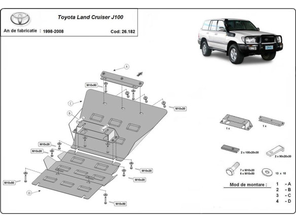 Stahl Unterfahrschutz für Motor Toyota Land Cruiser J100 (1998-2008) EANToyota Land Cruiser