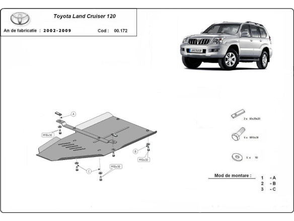 Stahl Unterfahrschutz für Getriebe Toyota Land Cruiser J120 (2002-2009) EANToyota Land Cruiser