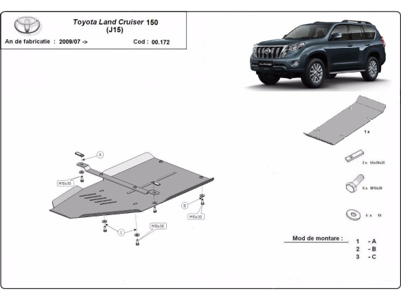 Stahl Unterfahrschutz für Getriebe Toyota Land Cruiser 150 (2009-2023) EANToyota Land Cruiser
