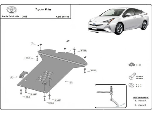 Stahl Unterfahrschutz für Katalysator Toyota Prius (2016-2022) EANToyota Prius