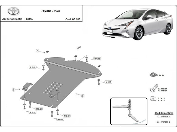 Stahl Unterfahrschutz für Katalysator Toyota Prius (2016-2022) EANToyota Prius