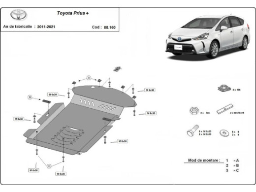Stahl Unterfahrschutz für Katalysator Toyota Prius 3+ (2011-2021) EANToyota Prius
