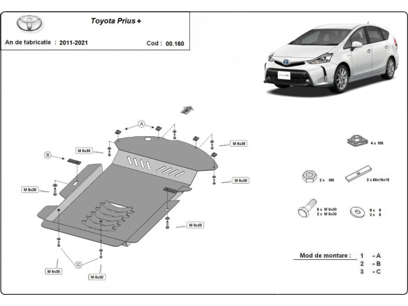 Stahl Unterfahrschutz für Katalysator Toyota Prius 3+ (2011-2021) EANToyota Prius