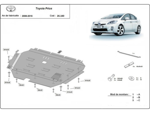 Stahl Unterfahrschutz für Motor Toyota Prius (2008-2015) EANToyota Prius