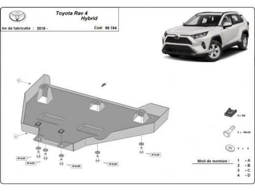 Stahl Unterfahrschutz für Differentialschutz Toyota RAV 4 Hybrid (2018-2026) EANToyota RAV 4
