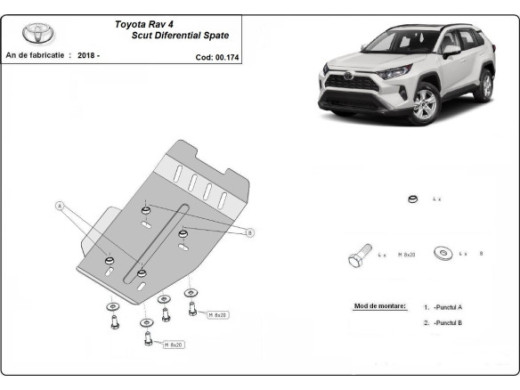Stahl Unterfahrschutz für Differentialschutz Toyota RAV 4 (2018-2026) EANToyota RAV 4