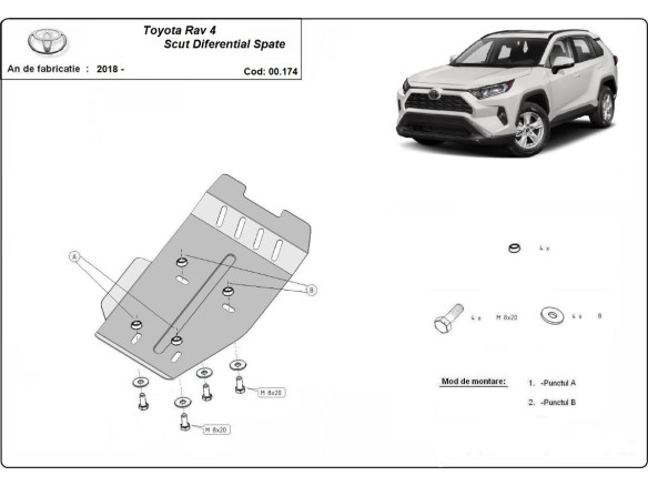 Stahl Unterfahrschutz für Differentialschutz Toyota RAV 4 (2018-2026) EANToyota RAV 4