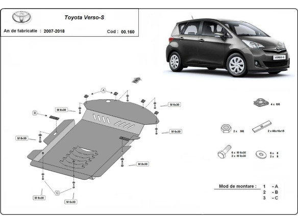 Stahl Unterfahrschutz für Katalysator Toyota Verso-S (2007-2018) EANToyota Verso