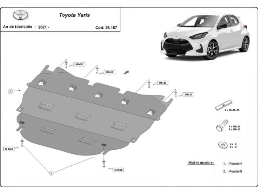 Stahl Unterfahrschutz für Motor Toyota Yaris XP210 (2021-2026) EANToyota Yaris