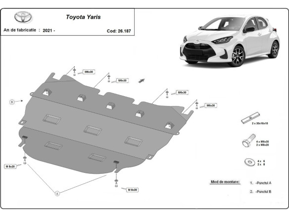 Stahl Unterfahrschutz für Motor Toyota Yaris XP210 (2021-2026) EANToyota Yaris
