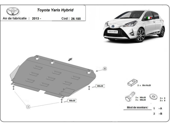Stahl Unterfahrschutz für Motor Toyota Yaris XP150 (2013-2021)Toyota Yaris