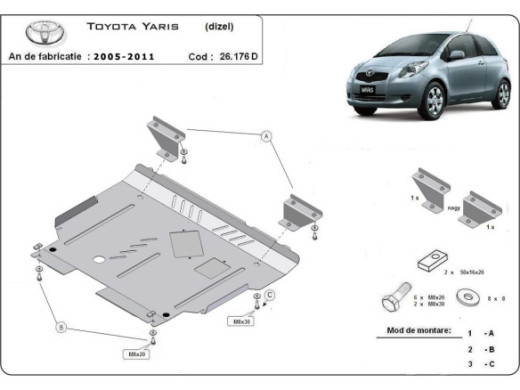 Stahl Unterfahrschutz für Motor Toyota Yaris - diesel (2005-2011) EANToyota Yaris