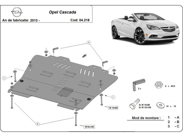Stahl Unterfahrschutz für Motor Opel Cascada (2013-2019) EANOpel Cascada