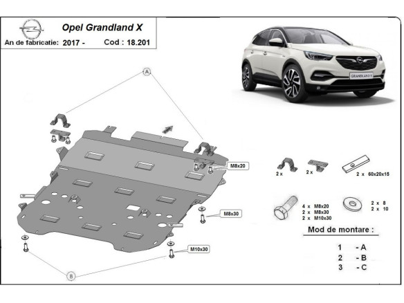 Stahl Unterfahrschutz für Motor Opel Grandland X (2017-2026) EANOpel
