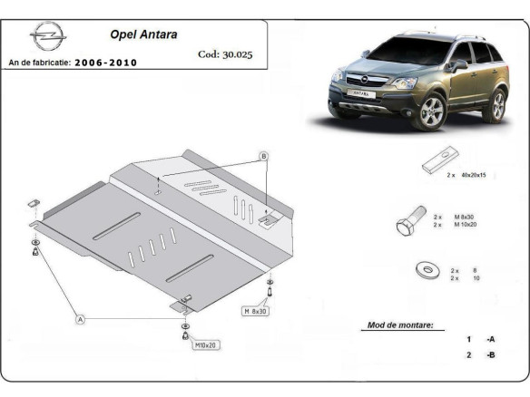 Stahl Unterfahrschutz für Motor Opel Antara (2006-2010) EANOpel