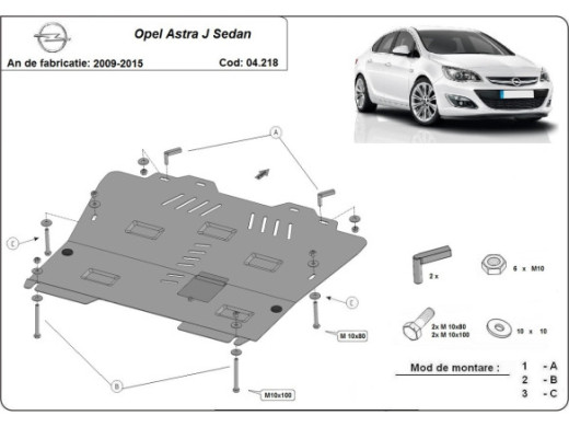 Stahl Unterfahrschutz für Motor Opel Astra J Sedan (2009-2015) EANOpel Astra