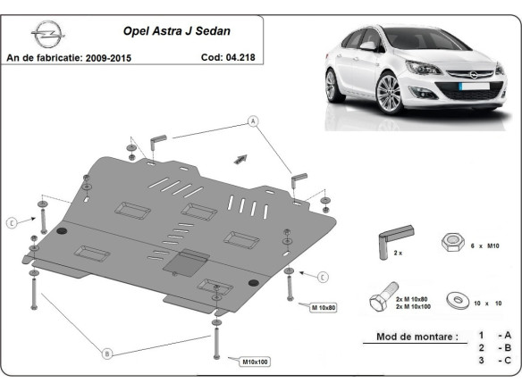 Stahl Unterfahrschutz für Motor Opel Astra J Sedan (2009-2015) EANOpel Astra
