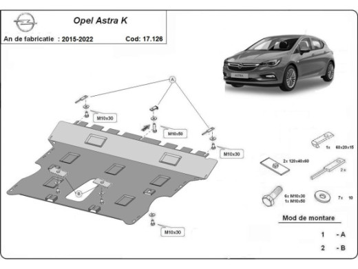 Stahl Unterfahrschutz für Motor Opel Astra K (2015-2022) EANOpel Astra