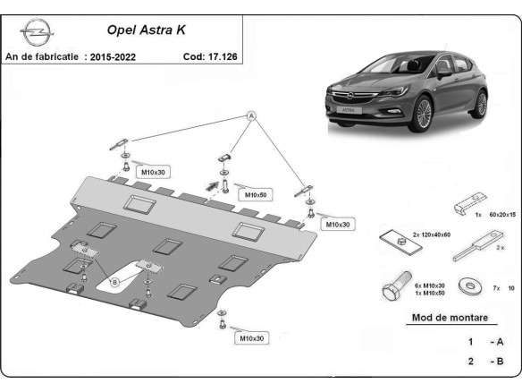 Stahl Unterfahrschutz für Motor Opel Astra K (2015-2022) EANOpel Astra