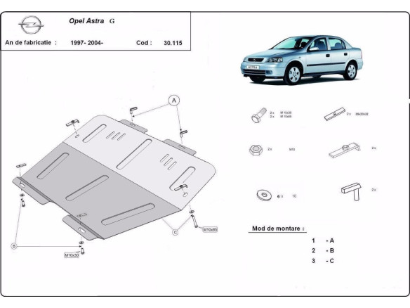 Stahl Unterfahrschutz für Motor Opel Astra G (1997-2004) EANOpel