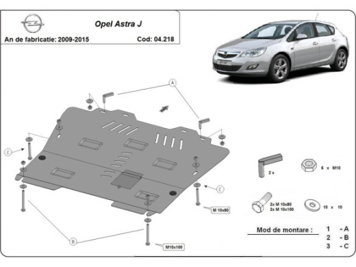 Stahl Unterfahrschutz für Motor Opel Astra J (2009-2015) EANOpel Astra
