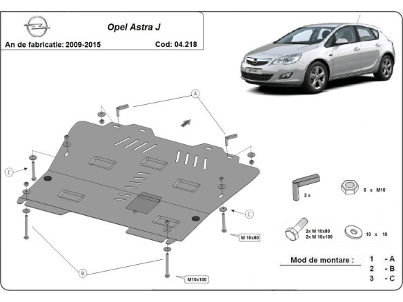 Stahl Unterfahrschutz für Motor Opel Astra J (2009-2015) EANOpel Astra