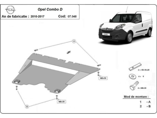 Stahl Unterfahrschutz für Motor Opel Combo (2010-2017) EANOpel
